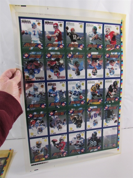 3 UNCUT SHEETS OF UNCUT TRANSPARENT FOOTBALL CARDS