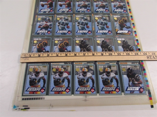 3 UNCUT SHEETS OF UNCUT TRANSPARENT FOOTBALL CARDS