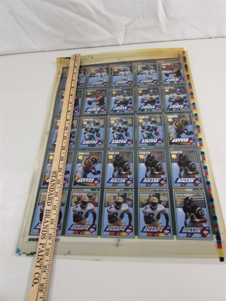 3 UNCUT SHEETS OF UNCUT TRANSPARENT FOOTBALL CARDS