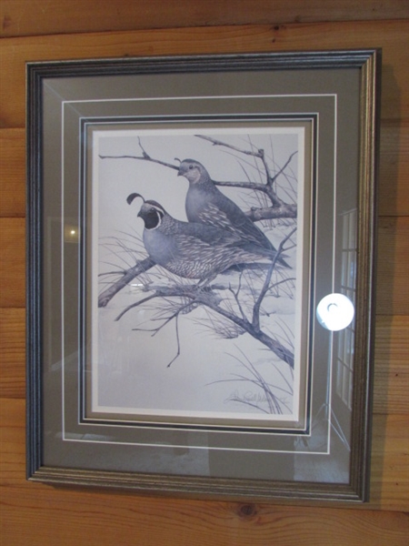 SHERRIE RUSSELL MELINE LIMITED EDITION 619/650 QUAIL PRINT - SIGNED & DATED W/COA