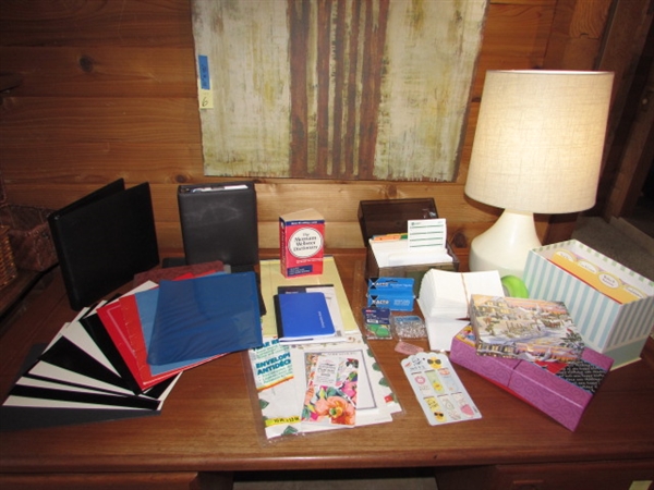 TABLE LAMP, GREETING CARDS & OFFICE SUPPLIES