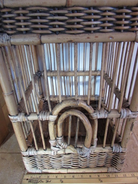 RATTAN BIRDCAGE W/FAUX ORIENTAL POPPIES & METAL FLOWER