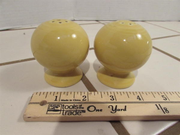 FIESTA WARE & ENAMELWARE SALT & PEPPER SHAKERS, 2 CERAMIC NAPKIN HOLDERS