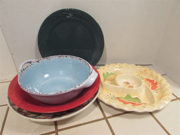 TOMMY BAHAMA MELAMINE BOWL, PLATTER, WOODEN BOWL & MORE