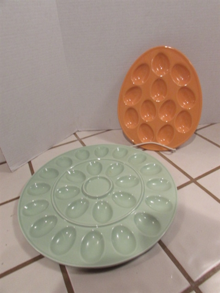 2 CERAMIC DEVILED EGG PLATES