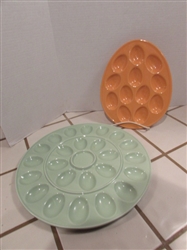 2 CERAMIC DEVILED EGG PLATES