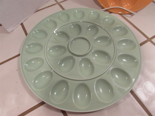 2 CERAMIC DEVILED EGG PLATES