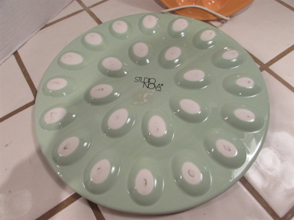 2 CERAMIC DEVILED EGG PLATES