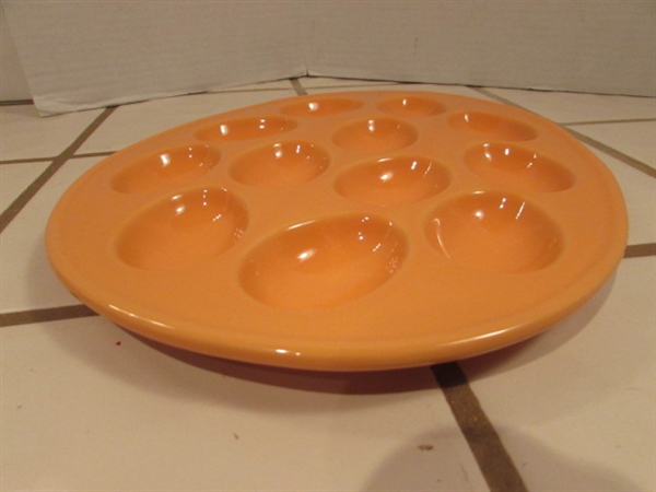 2 CERAMIC DEVILED EGG PLATES