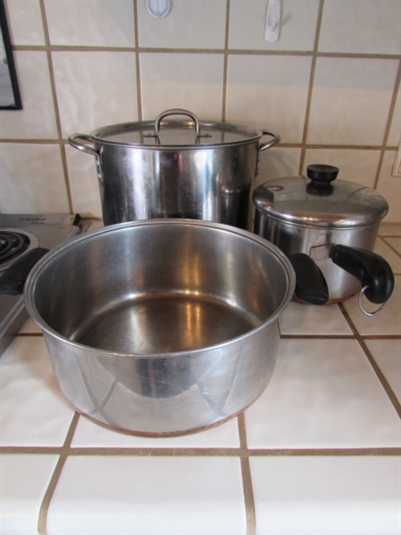 REVERE WARE POTS & STAINLESS STEEL STOCK POT