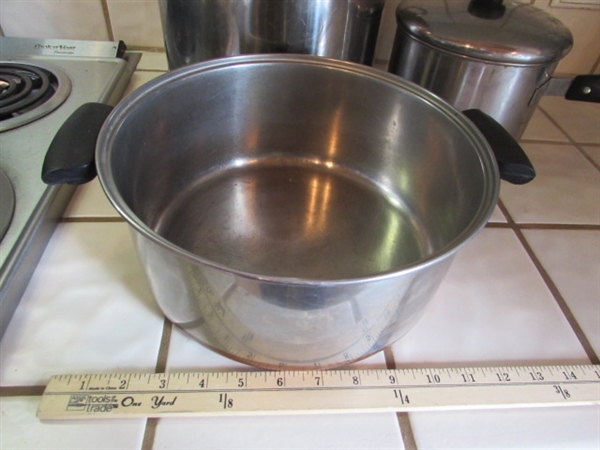 REVERE WARE POTS & STAINLESS STEEL STOCK POT