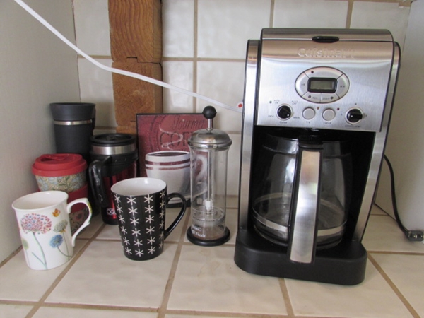 CUISINART 14-CUP COFFEE MAKER, MUGS, FROTHER & MORE