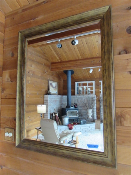 LARGE BEVELED GLASS WALL MIRROR