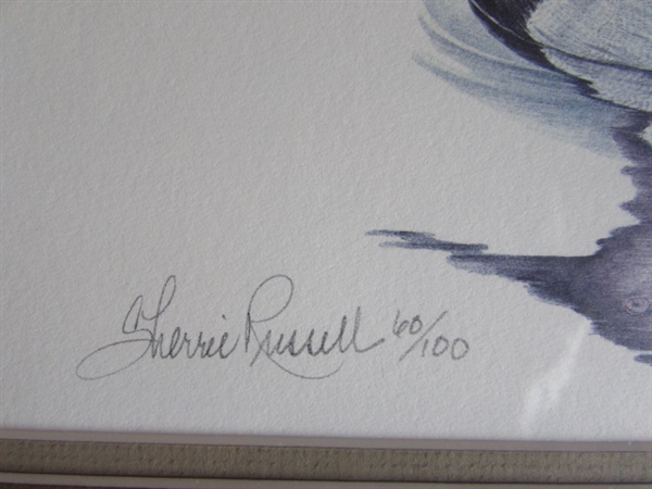 SHERRIE RUSSELL FRAMED PRINT CANVAS BACKS - LIMITED EDITION 60/100 - SIGNED & NUMBERED W/COA