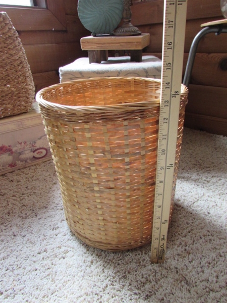 BASKETS, BOX, STOOLS, LAMP & DECOR