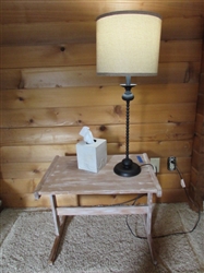 SIDE TABLE W/LAMP & TISSUE BOX