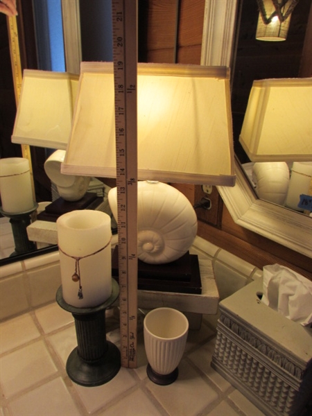 SMALL LAMP, WALL MIRROR & DECOR