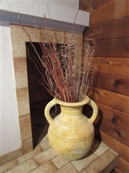 LARGE CLAY POT W/BRANCH DECOR