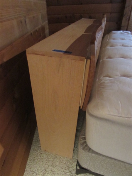 CALIFORNIA KING MATTRESS & SPLIT BOXSPRINGS W/METAL FRAME & HEADBOARD - COMES W/MATTRESS PAD