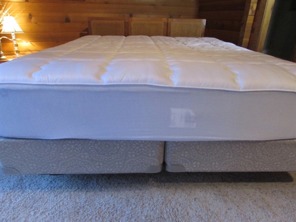 CALIFORNIA KING MATTRESS & SPLIT BOXSPRINGS W/METAL FRAME & HEADBOARD - COMES W/MATTRESS PAD