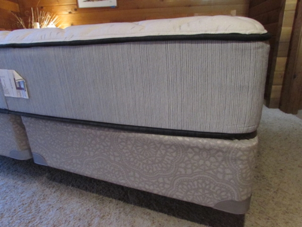 CALIFORNIA KING MATTRESS & SPLIT BOXSPRINGS W/METAL FRAME & HEADBOARD - COMES W/MATTRESS PAD