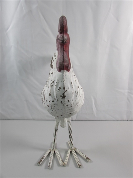 METAL ROOSTER STATUE - GARDEN ART