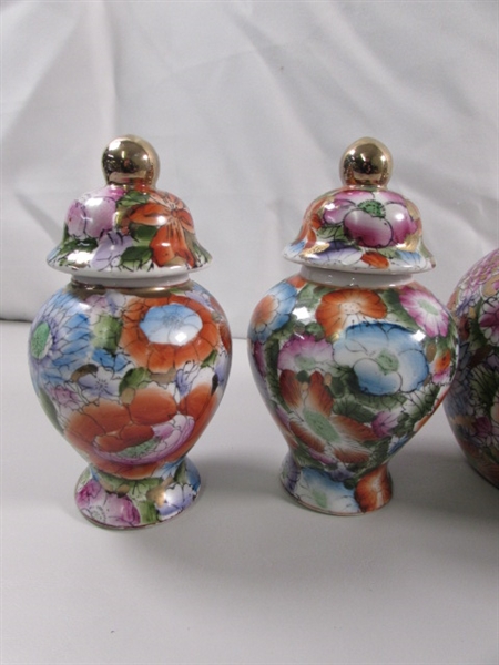 ASIAN PORCELAIN, VASES & LIDDED POTS