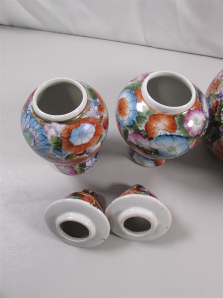 ASIAN PORCELAIN, VASES & LIDDED POTS