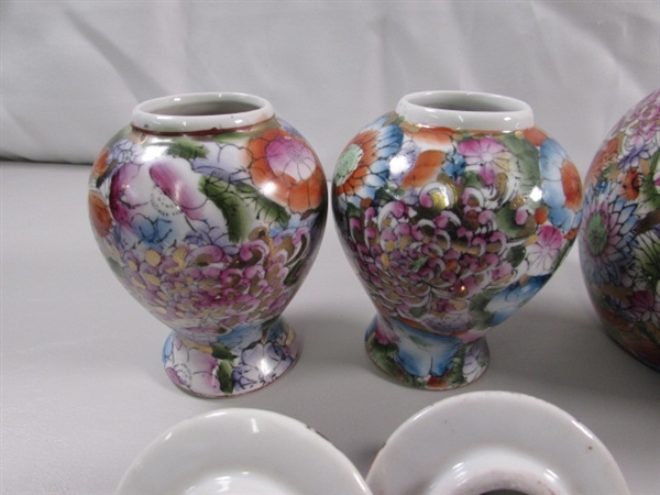 ASIAN PORCELAIN, VASES & LIDDED POTS