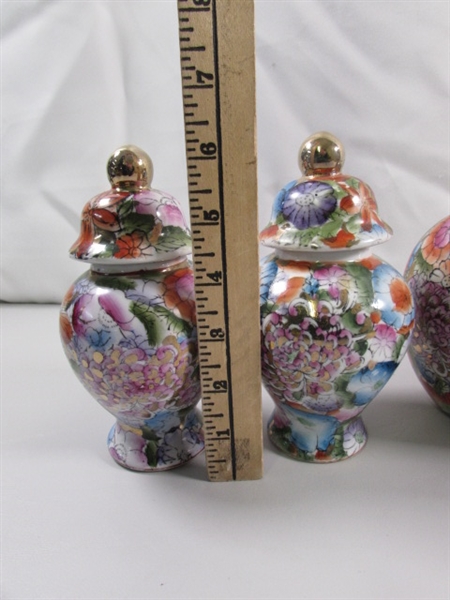 ASIAN PORCELAIN, VASES & LIDDED POTS