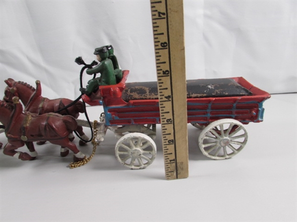 CAST IRON REPLICA CLYDESDALES PULLING A BEER WAGON