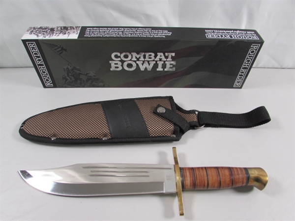 NEW ROUGH RIDER COMBAT BOWIE KNIFE W/SHEATH