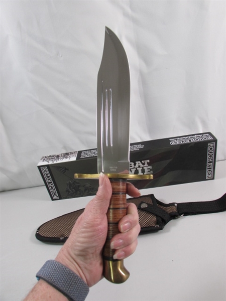 NEW ROUGH RIDER COMBAT BOWIE KNIFE W/SHEATH