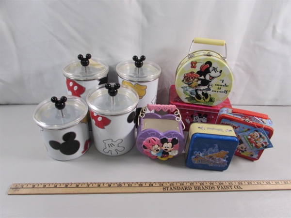 METAL MICKEY MOUSE CANISTERS & MICKEY/MINNIE TINS & MORE