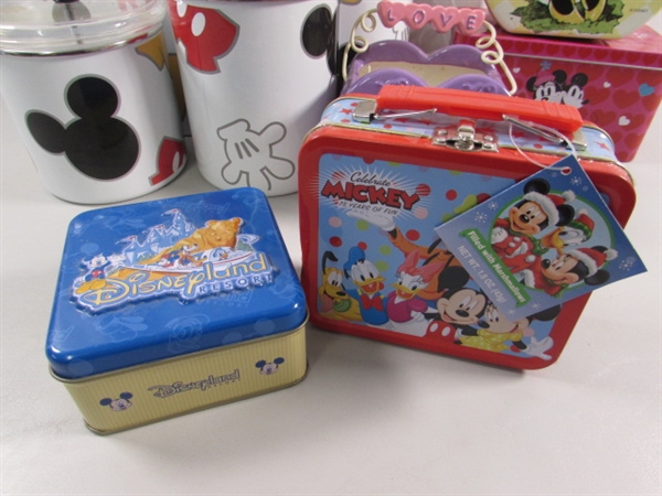 METAL MICKEY MOUSE CANISTERS & MICKEY/MINNIE TINS & MORE