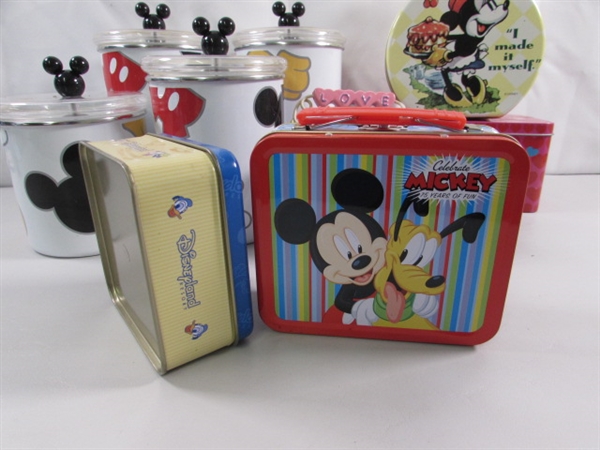 METAL MICKEY MOUSE CANISTERS & MICKEY/MINNIE TINS & MORE