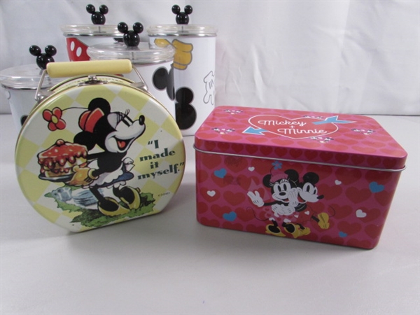 METAL MICKEY MOUSE CANISTERS & MICKEY/MINNIE TINS & MORE