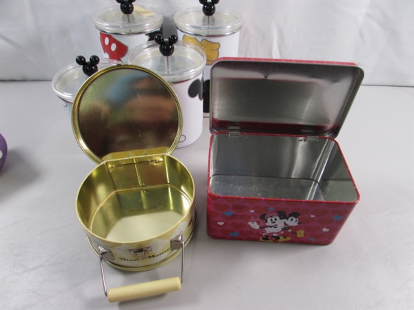 METAL MICKEY MOUSE CANISTERS & MICKEY/MINNIE TINS & MORE