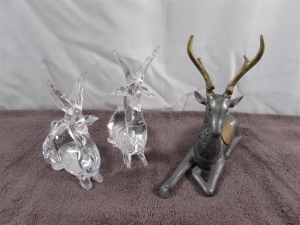 GLASS & METAL DEER FIGURINES