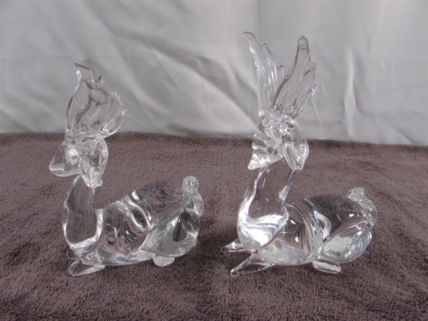 GLASS & METAL DEER FIGURINES