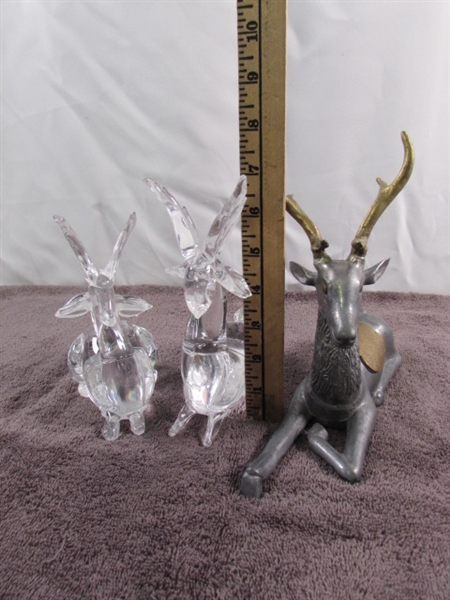 GLASS & METAL DEER FIGURINES