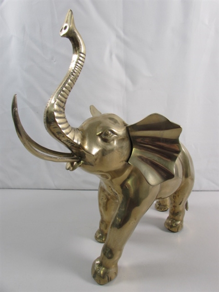 LARGE BRASS ELEPHANT STATUE