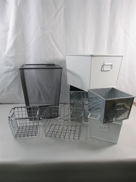 METAL MESH TRASH CAN, WIRE BASKETS & METAL STORAGE BINS