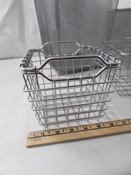 METAL MESH TRASH CAN, WIRE BASKETS & METAL STORAGE BINS