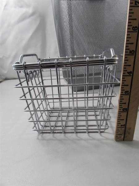 METAL MESH TRASH CAN, WIRE BASKETS & METAL STORAGE BINS