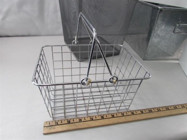 METAL MESH TRASH CAN, WIRE BASKETS & METAL STORAGE BINS