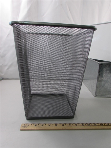 METAL MESH TRASH CAN, WIRE BASKETS & METAL STORAGE BINS