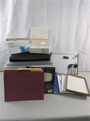 OFFICE SUPPLIES, FILE FOLDERS, PLASTIC FILING BIN, WHITE BOARD & MORE