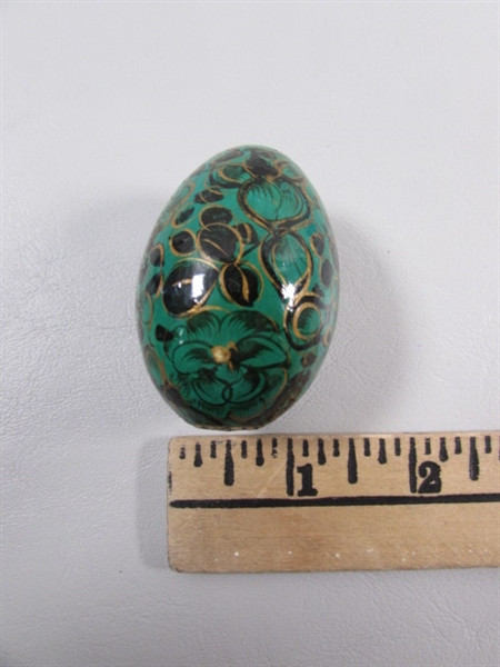 MILLEFIORI GLASS ORB, HAND PAINTED EGG & HAND BLOWN ORNAMENT