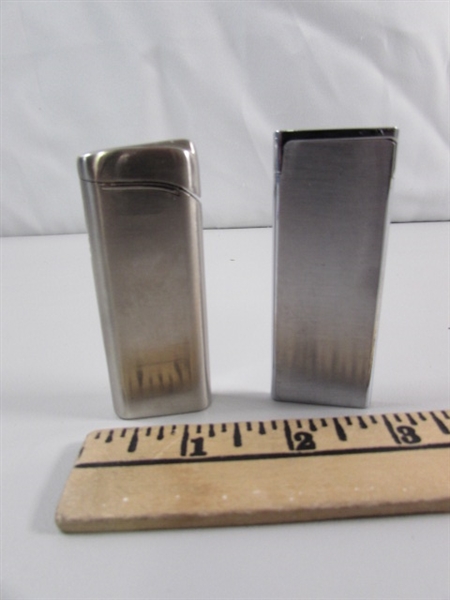 2 VINTAGE BRASS LIGHTERS & 2 MODERN LIGHTERS